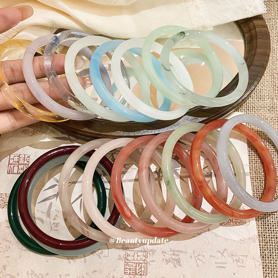 一步一響玉髓暈染圓條手鐲2026新款清冷感手環氣質輕奢高級感手飾