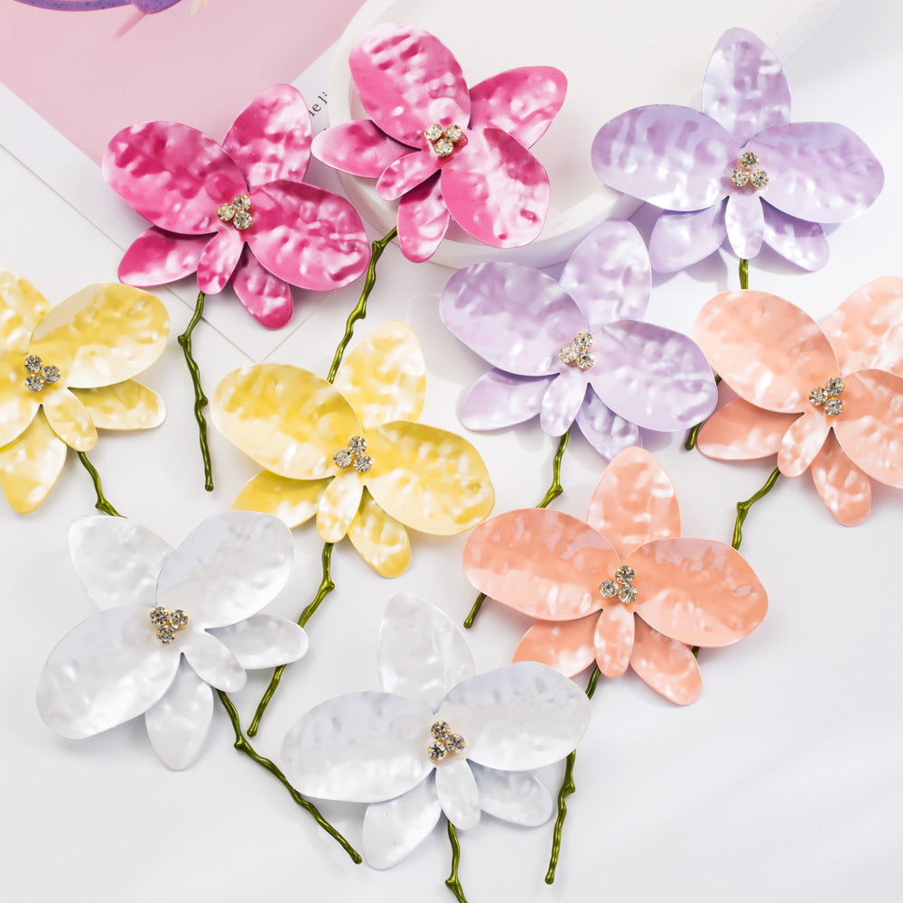 繽紛花朵多層鑲鑽耳環－商品主圖｜https://igowo.tw/