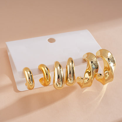 金色C形簡約耳釘套組－細節特寫36｜https://igowo.tw/