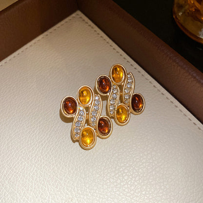 樹脂橢圓項鍊耳環組