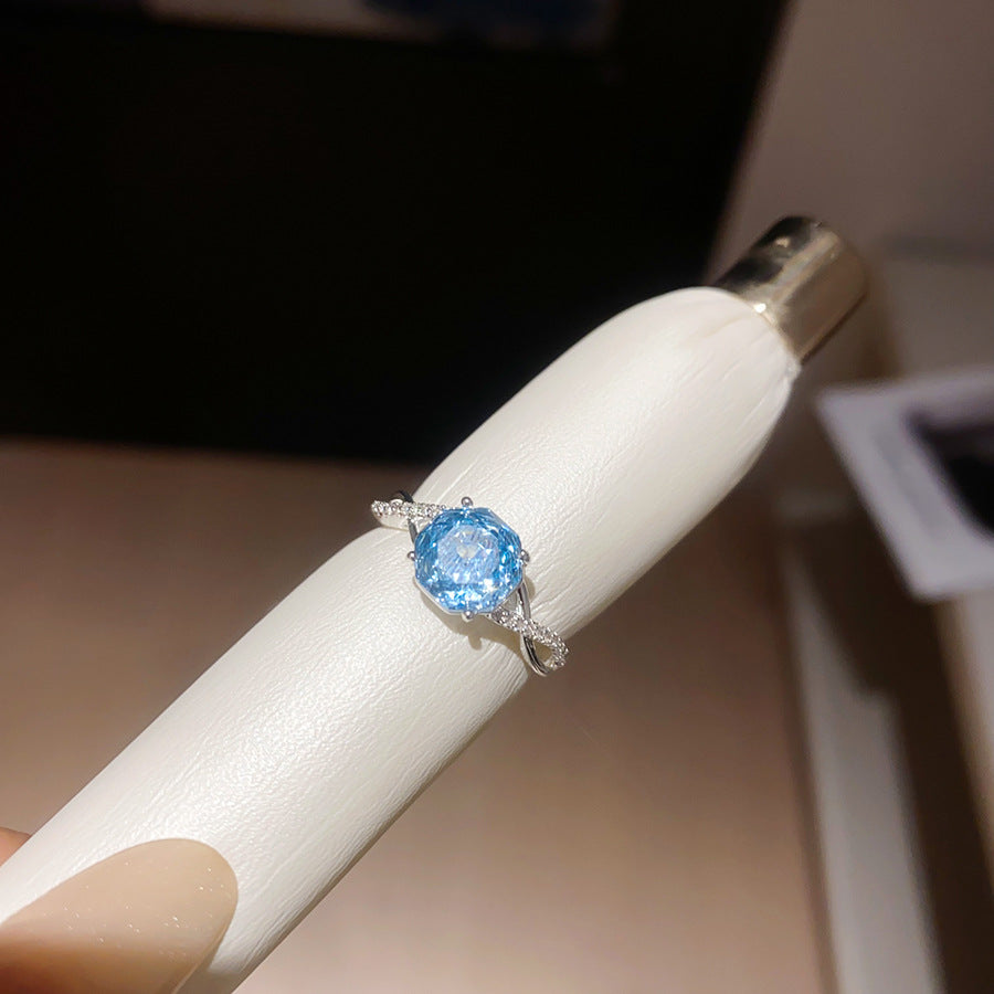 鋯石花朵可調式戒指