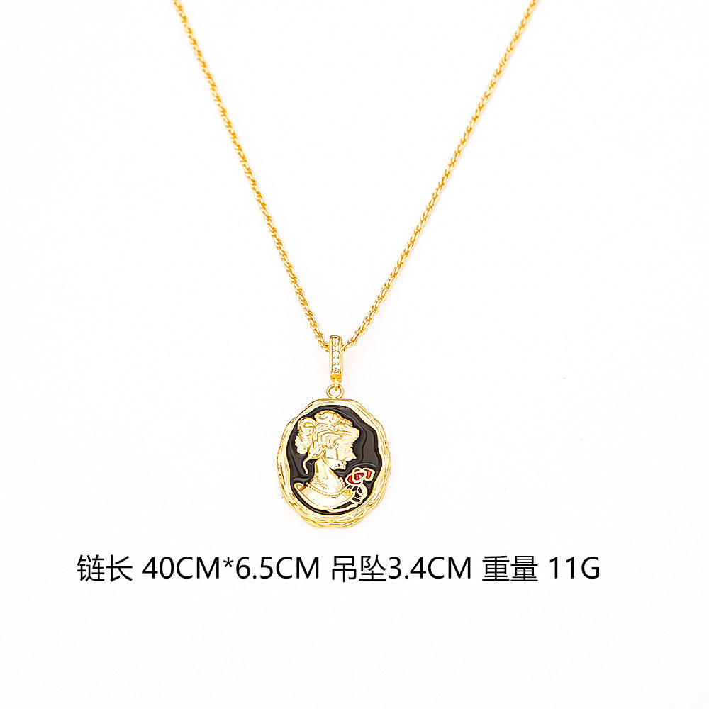 金色復古項鍊－藍色宮廷風耳釘款細節3｜https://igowo.tw/