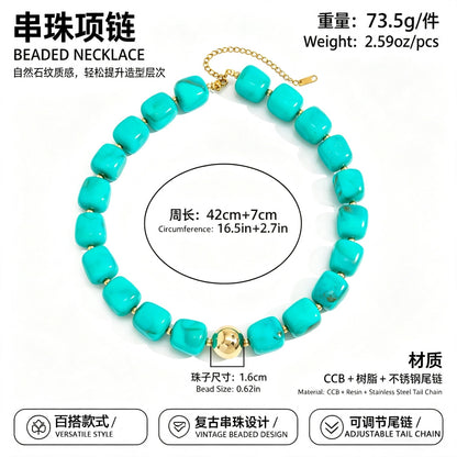綠色串珠樹脂暈染項鍊