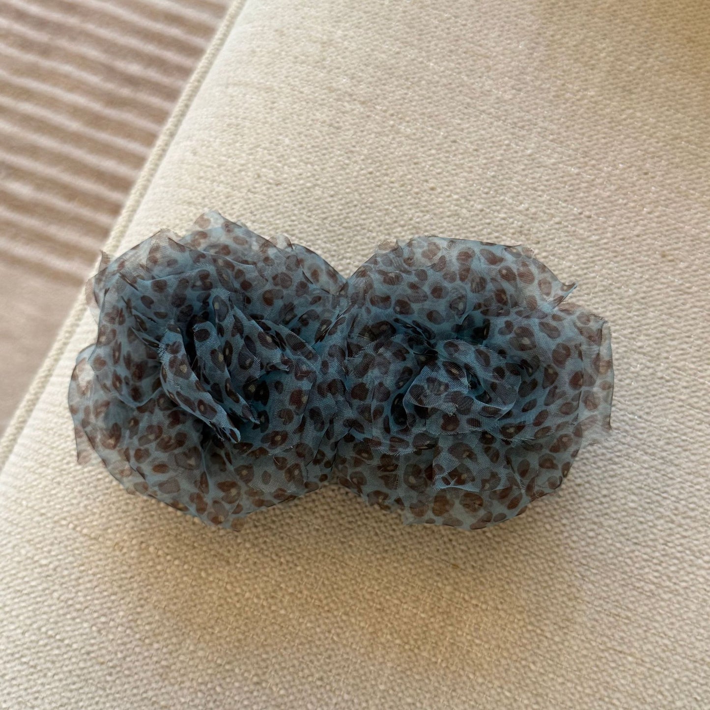 網紗豹紋花朵復古髮夾