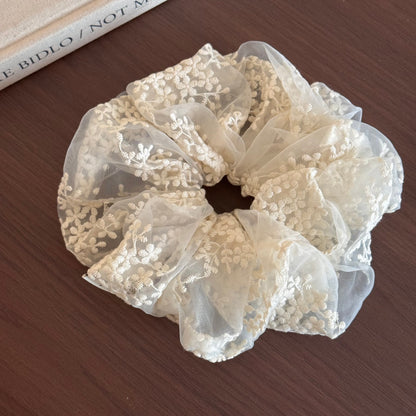 網紗大腸圈刺繡髮圈
