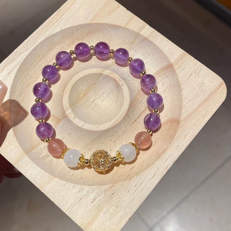 紫水晶蛇形纏繞串珠手鏈新中式復古百搭手串小眾氣質設計感手飾女