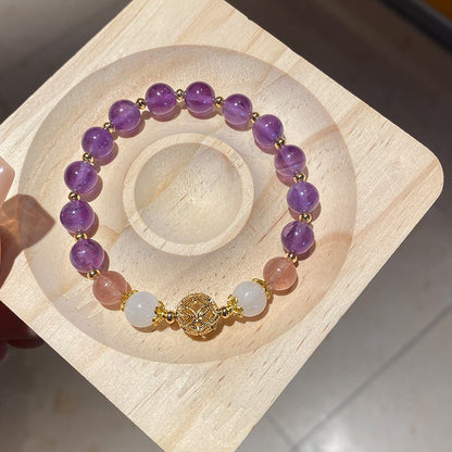 紫水晶蛇形纏繞串珠手鏈新中式復古百搭手串小眾氣質設計感手飾女