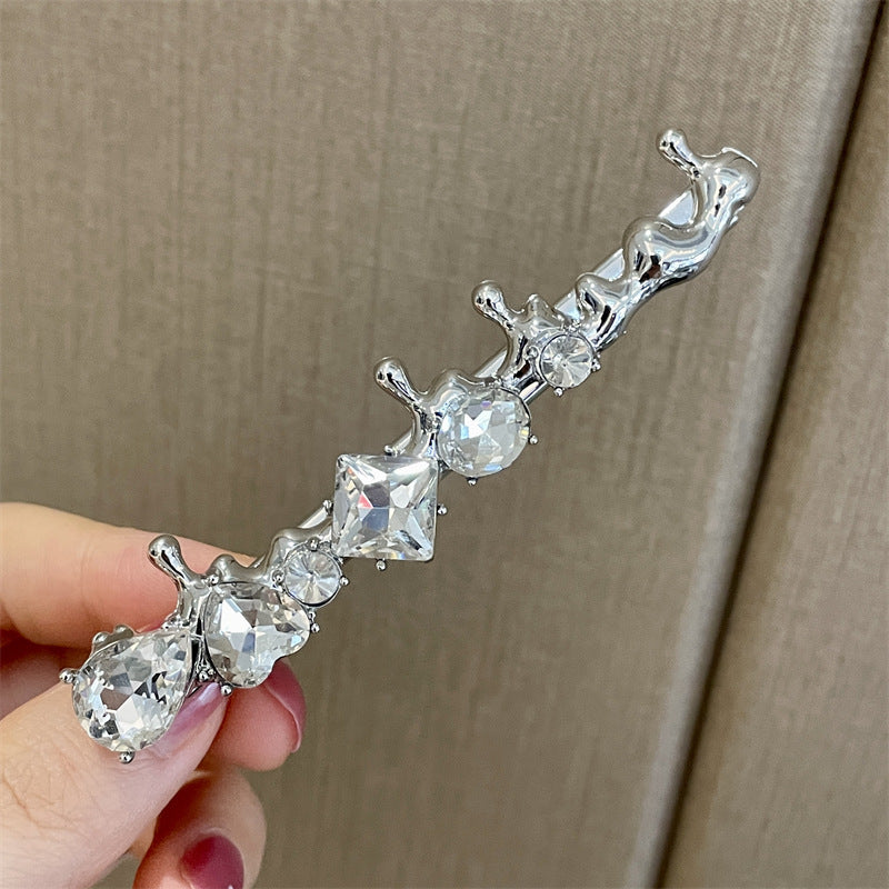 水晶碎銀誇張髮夾