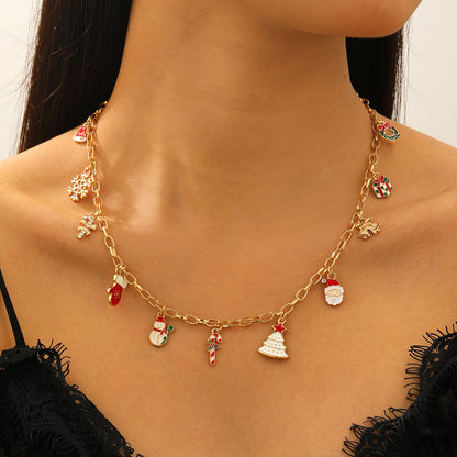 琺瑯聖誕鈴鐺墜飾項鍊