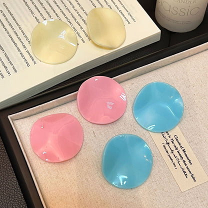 壓克力圓片誇張耳環－5/藍色款實拍｜https://igowo.tw/