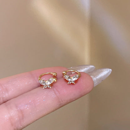 精致鑲鑽蝴蝶無耳洞耳夾