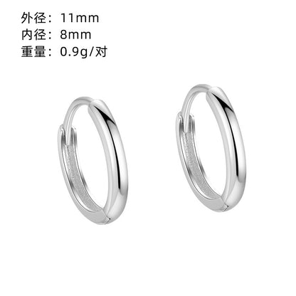 S925 光面素圈耳環女日韓極簡小眾百搭養耳洞耳圈夏季免摘耳扣