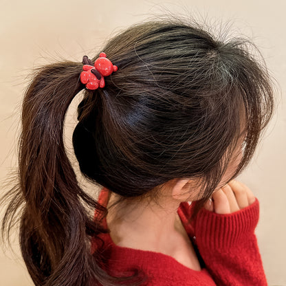 紅色愛心蝴蝶結髮圈－花朵款細節1｜https://igowo.tw/