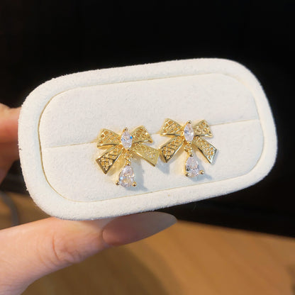 鋯石蝴蝶結復古耳環