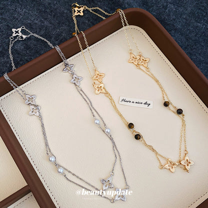 虎眼石花朵簡約項鍊－項鍊-銀色-白色款實拍｜https://igowo.tw/