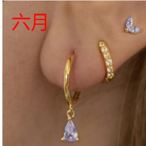 銅愛心鑲鋯耳釘組
