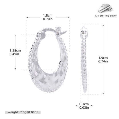 S925 新款耳環個性復古幾何紋理耳環小眾設計簡約百搭飾品