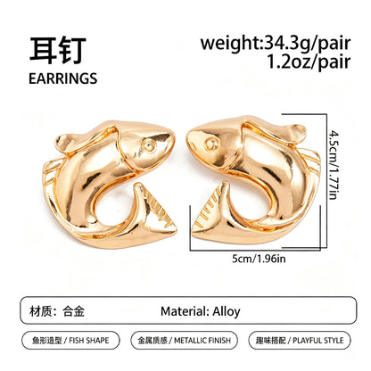 金屬魚尾立體耳釘