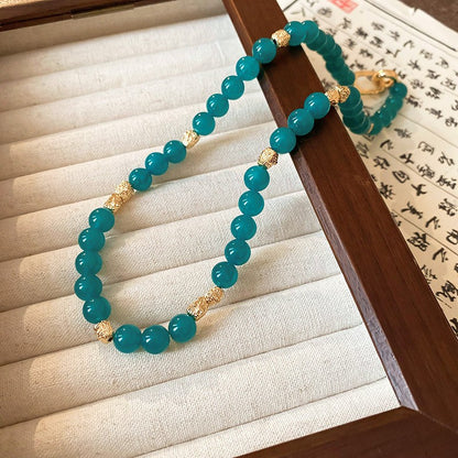 珍珠串珠項鍊－25#項鍊-綠色-紫色蝴蝶款細節｜https://igowo.tw/