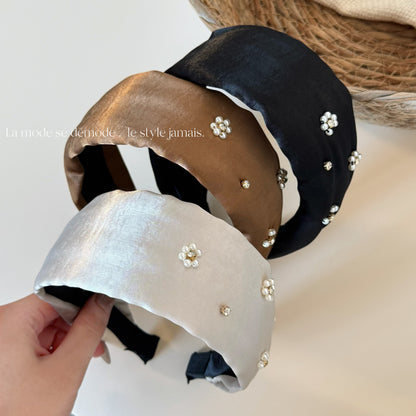 珍珠精雕簡約髮箍－商品主圖｜https://igowo.tw/