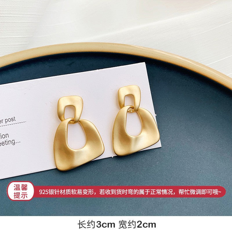 銀針金屬不規則耳釘歐美復古氣質日常通勤百搭耳環輕奢高級感耳飾