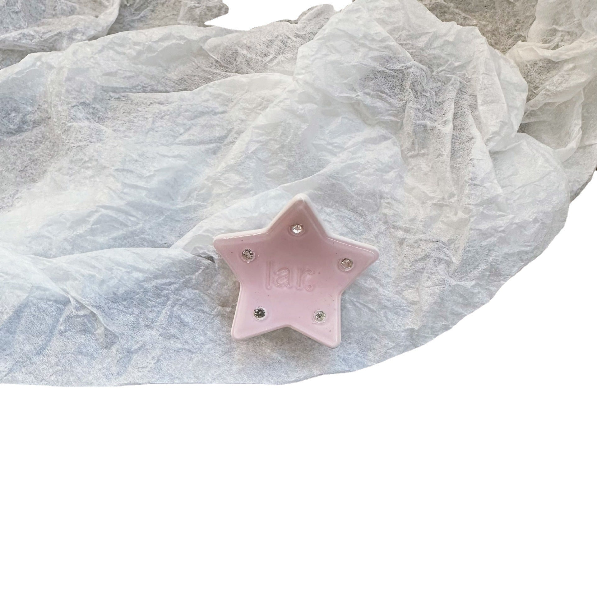 醋酸板材天使鯊魚夾－白色星星（單個）款細節｜https://igowo.tw/