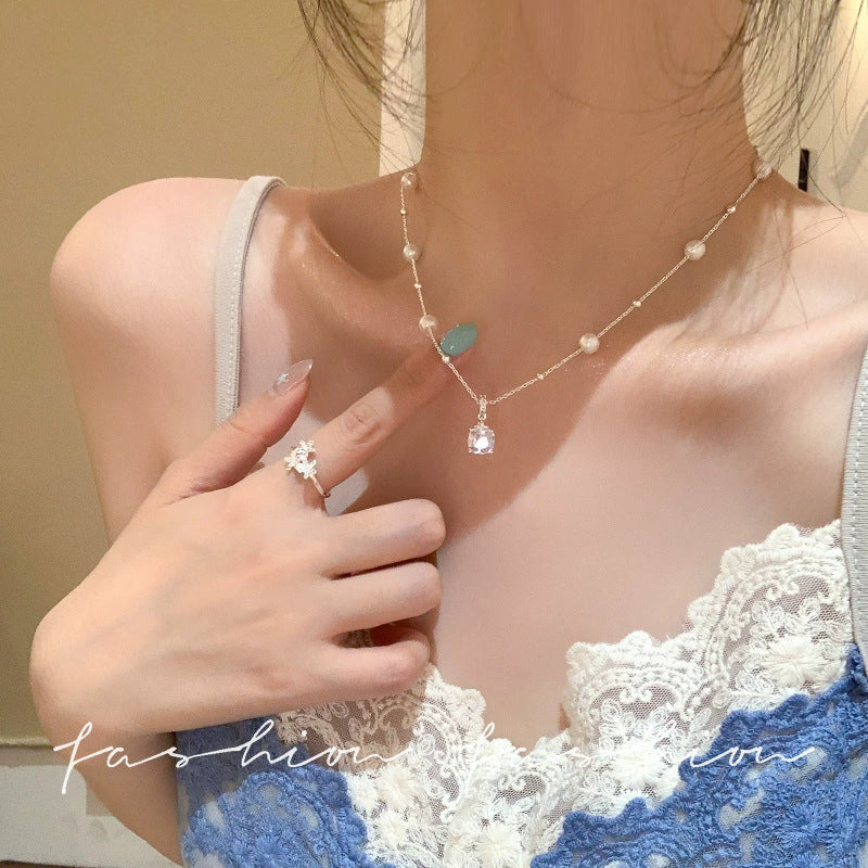 鋯石鈦鋼水滴墜飾項鍊－細節特寫19｜https://igowo.tw/