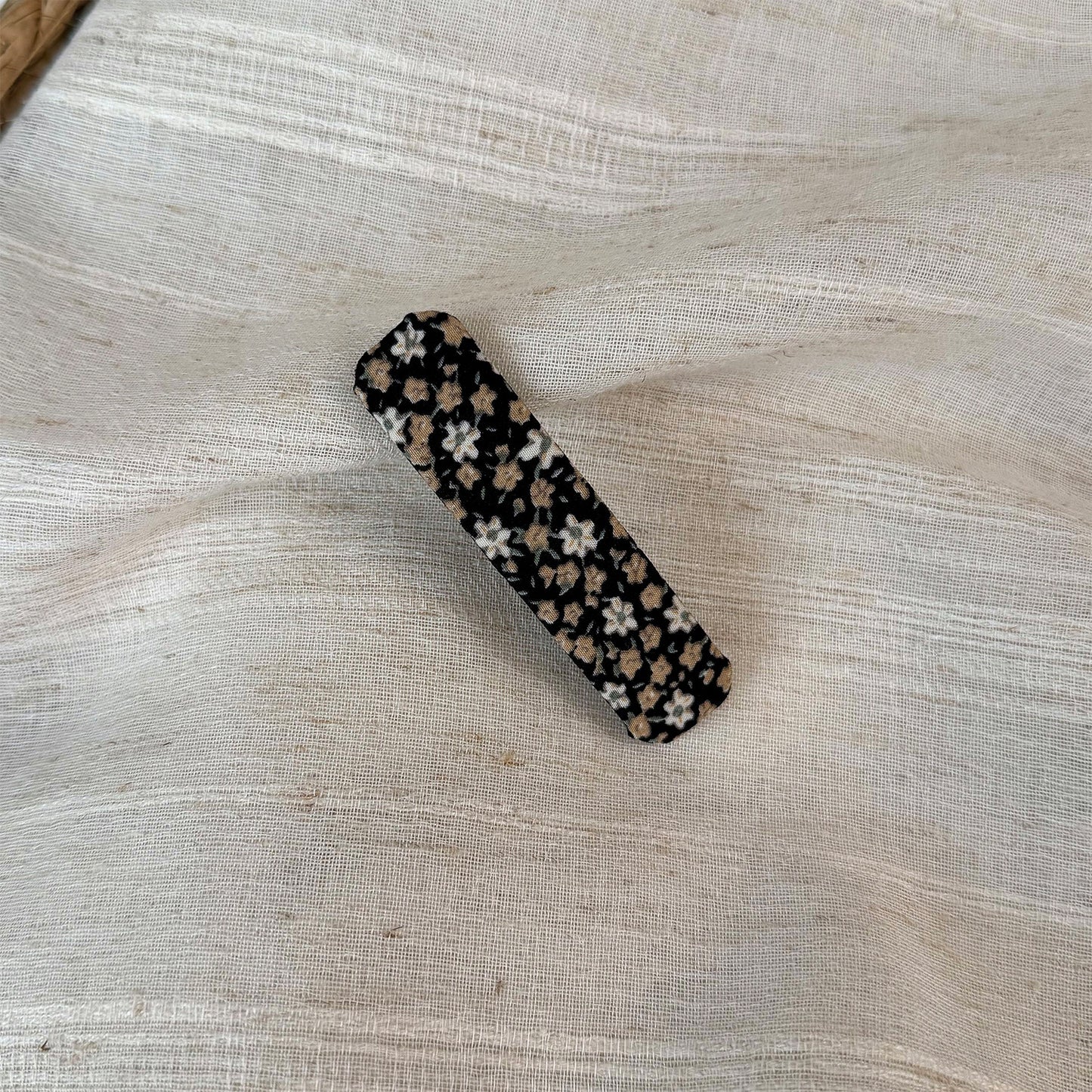 布面碎花橢圓簡約髮夾