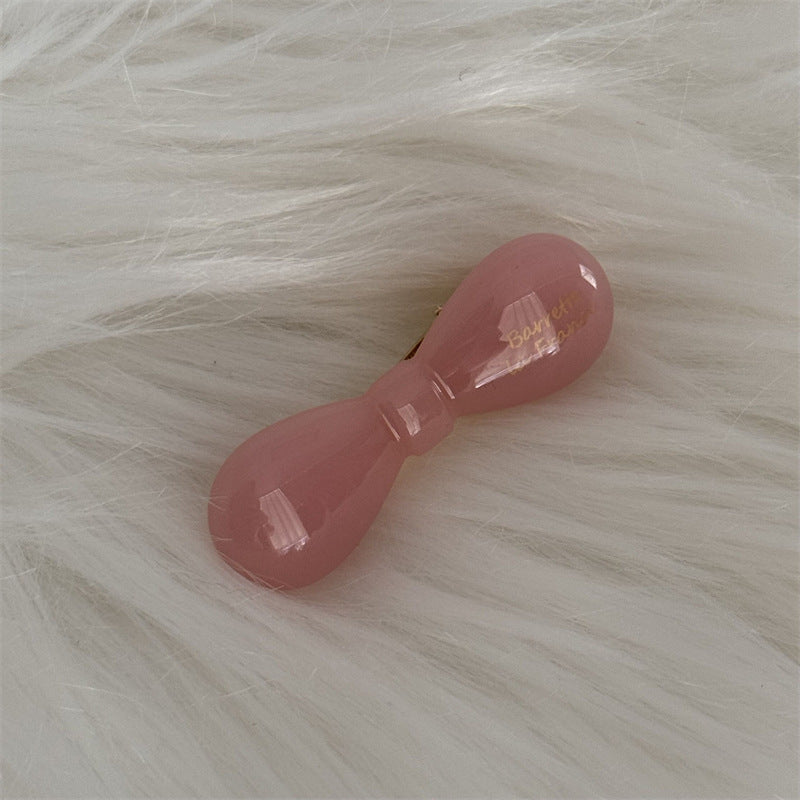 醋酸板材蝴蝶結髮夾－糖果蝴蝶結-米白款細節｜https://igowo.tw/