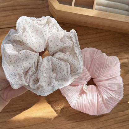 粉色碎花大腸圈髮圈－碎花款實拍｜https://igowo.tw/