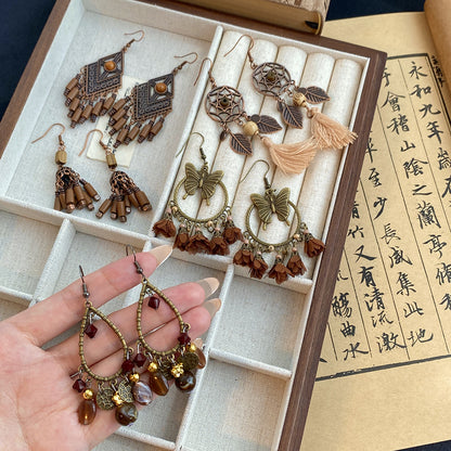 貝殼垂墜復古耳環－第二視角實拍｜https://igowo.tw/