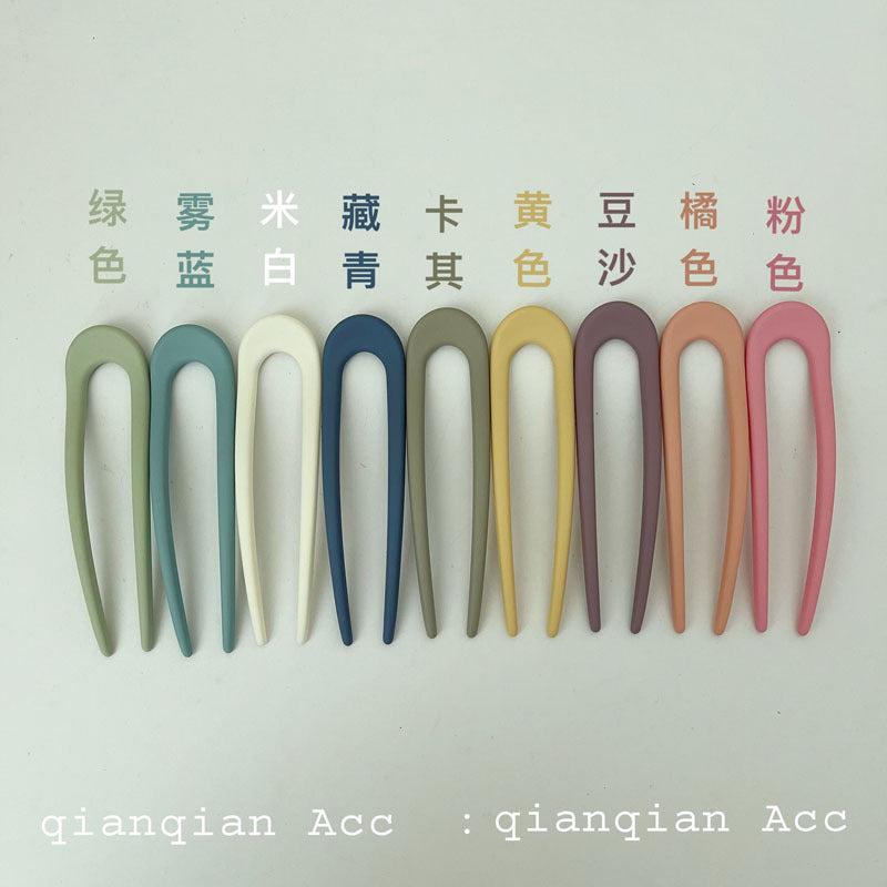 壓克力U形復古髮簪－髮簪-豆沙款實拍｜https://igowo.tw/