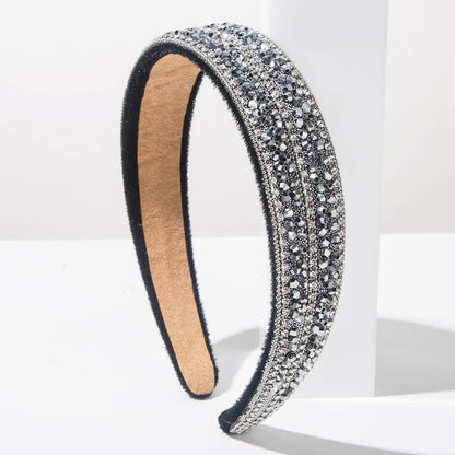 水晶寬版鑲鑽復古髮箍