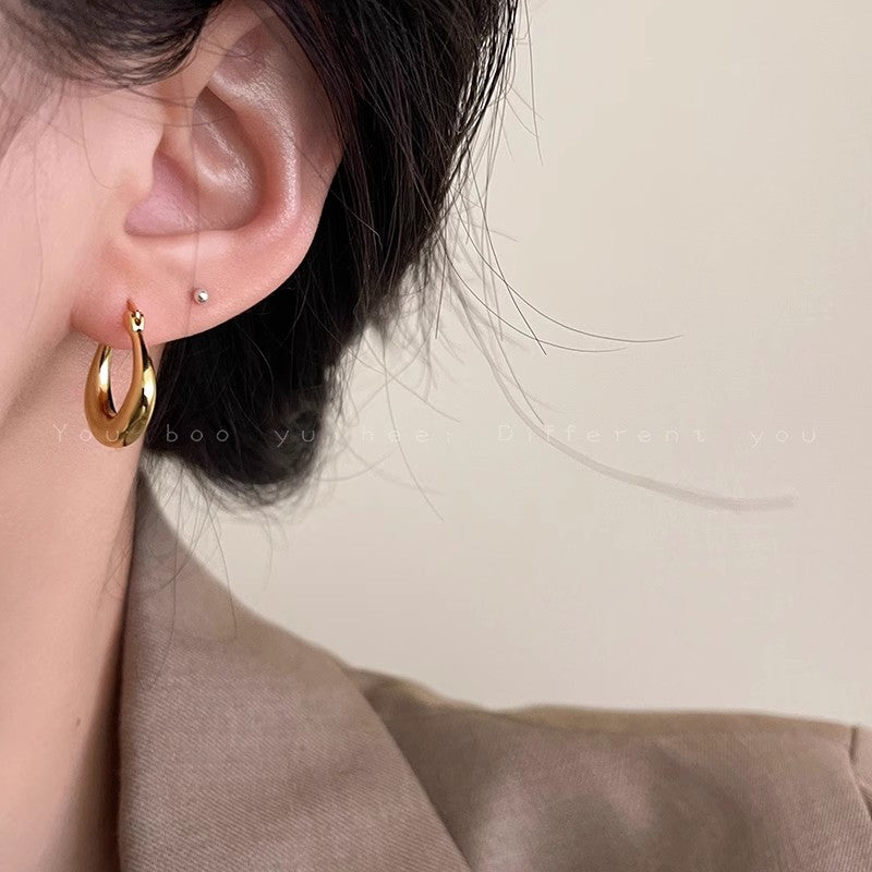 金色金屬素圈復古耳扣