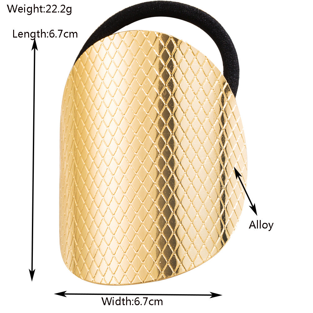 金屬幾何簡約髮圈－銀色-凹凸面款實拍｜https://igowo.tw/