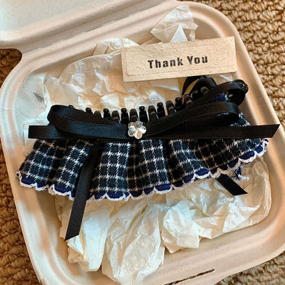 亞克力布藝網格蝴蝶結發夾復古氣質百搭盤發扭扭夾輕奢高級感發飾