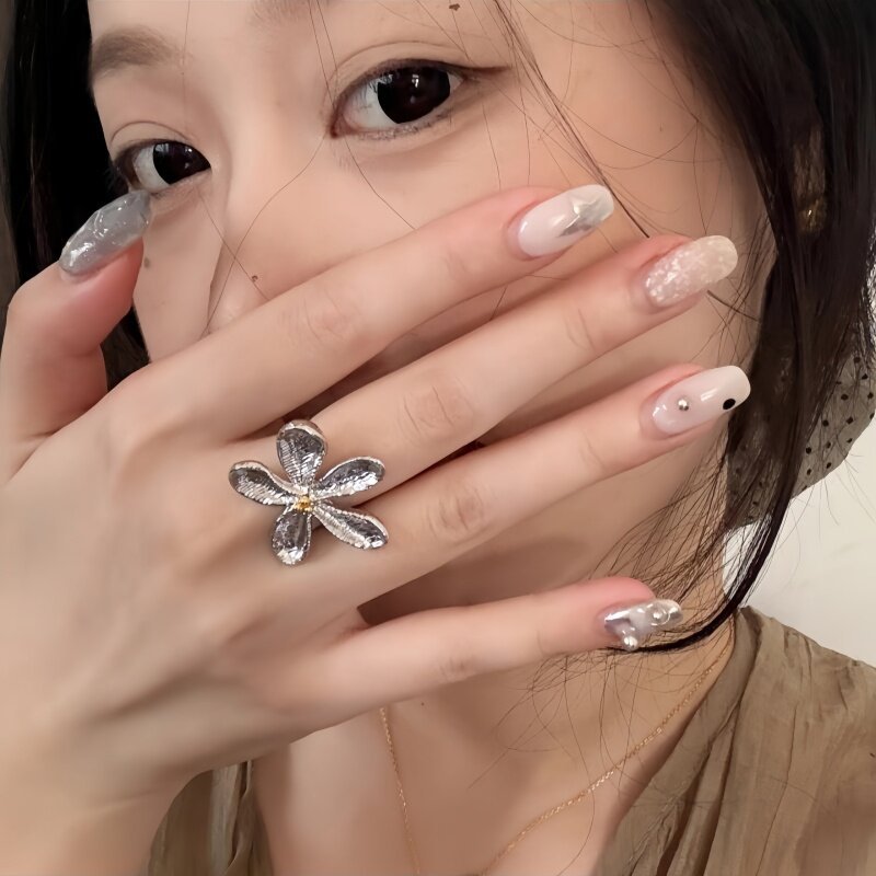 花敘系列千代蘭戒指女原創設計開口可調節小眾指環高級感食指戒女