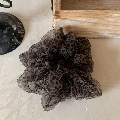 棕色網紗豹紋髮圈