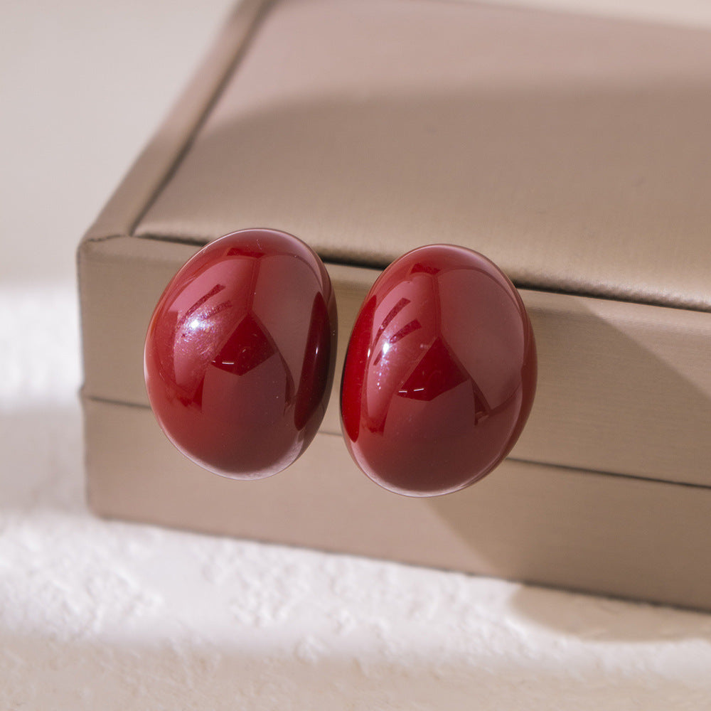 復古紅琺瑯愛心耳環－細節特寫32｜https://igowo.tw/