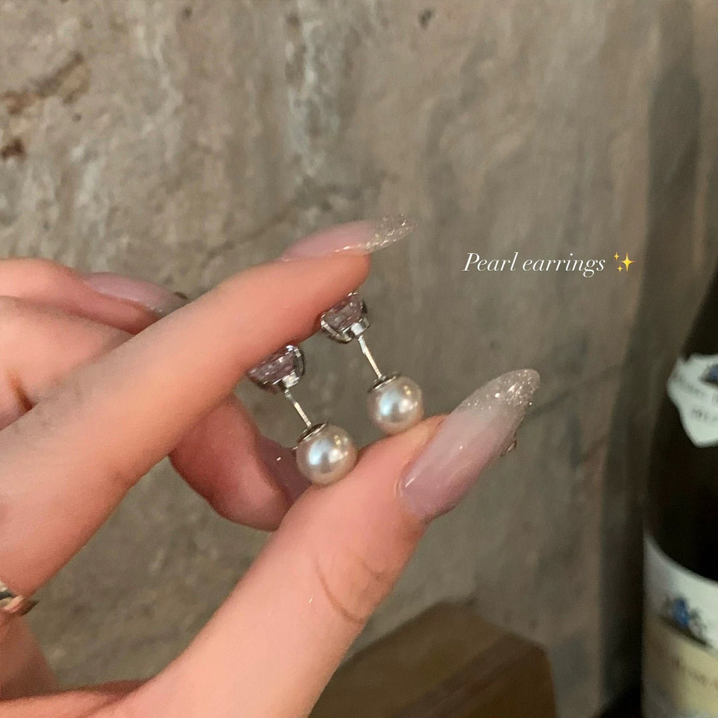 珍珠鋯石兩用耳釘