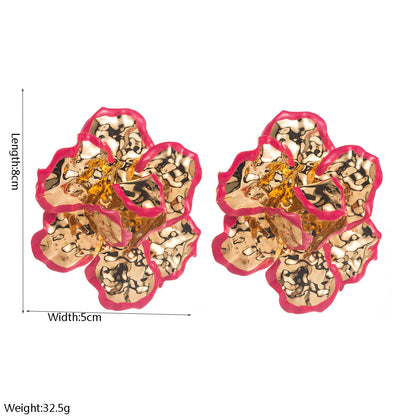 琺瑯金屬花朵立體耳環－白色款實拍｜https://igowo.tw/