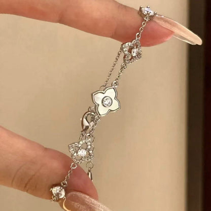 冷淡風鋯石貝母花朵手鏈精致優雅日常通勤百搭手環輕奢高級感手飾