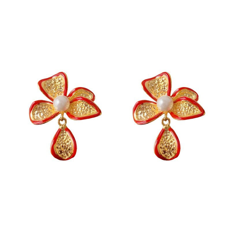 紅色簡約耳環－細節特寫120｜https://igowo.tw/