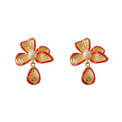 紅色簡約耳環－細節特寫120｜https://igowo.tw/