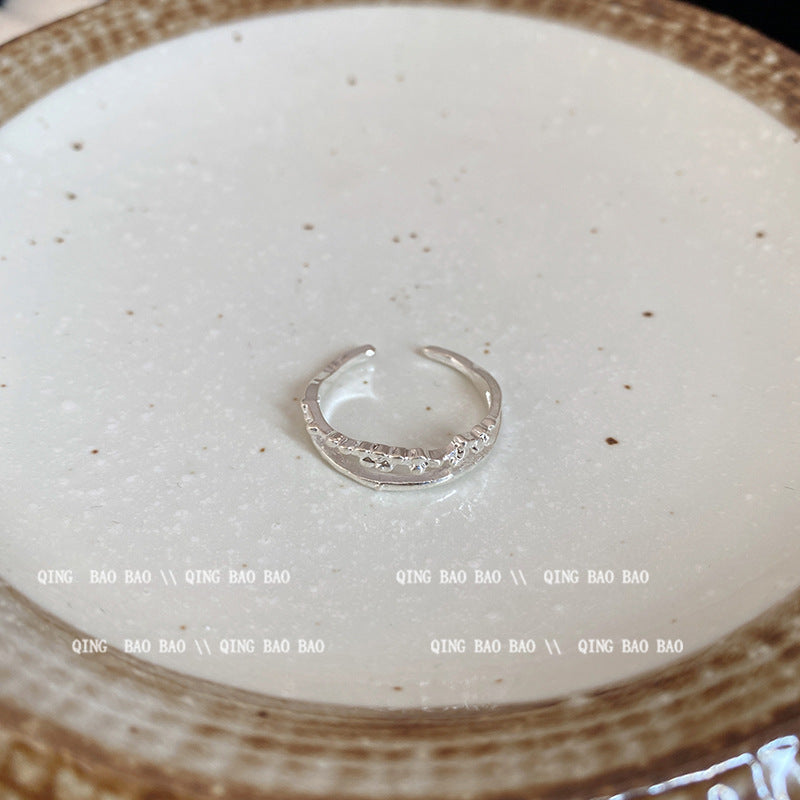 輕奢辣妹微鑲戒指女高級感個性鋯石開口可調節食指戒簡約小眾手飾 J875銀