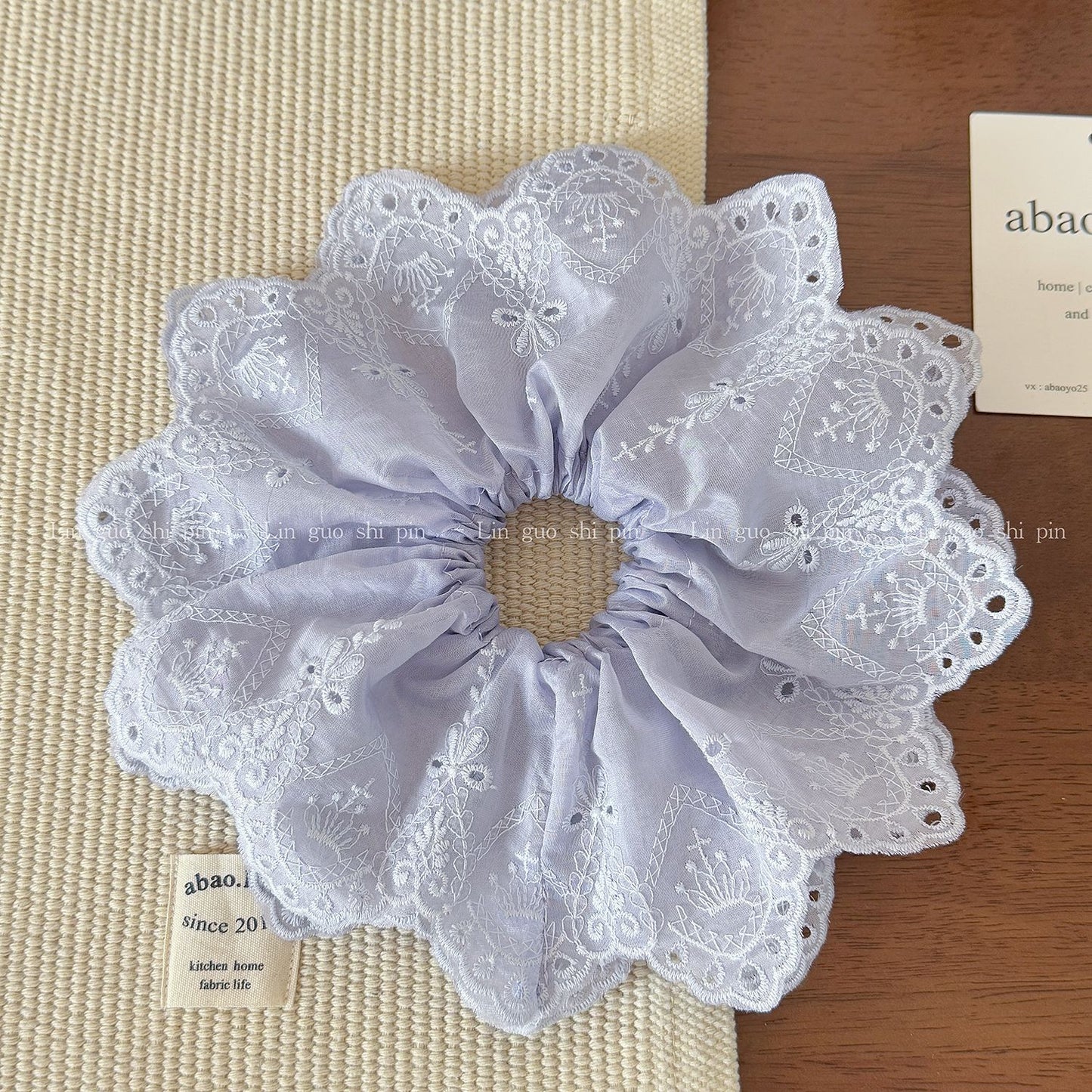蕾絲大腸圈刺繡髮圈
