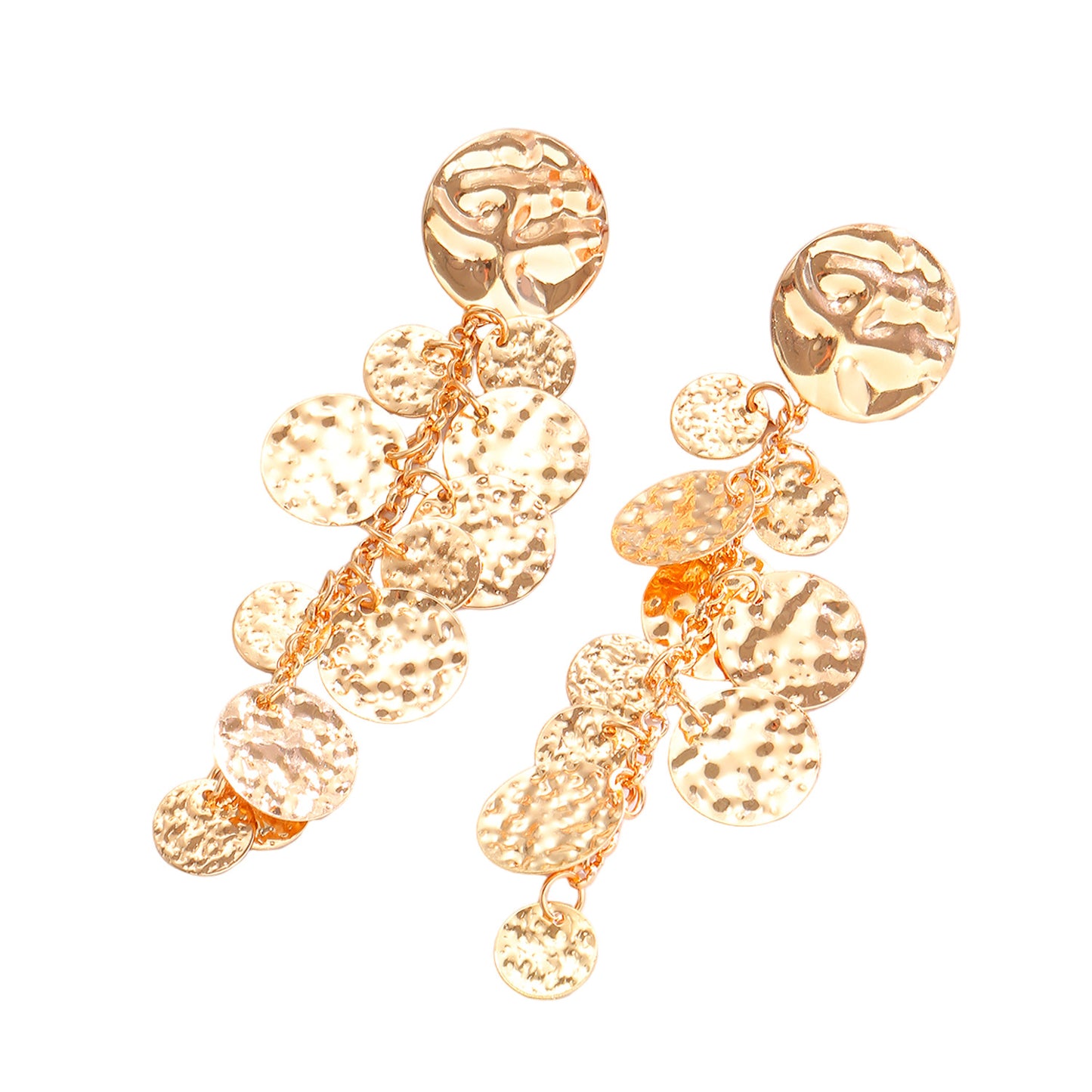 金屬圓片流蘇垂墜耳環－細節特寫3｜https://igowo.tw/