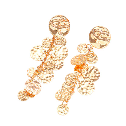 金屬圓片流蘇垂墜耳環－細節特寫3｜https://igowo.tw/