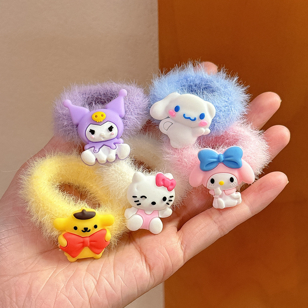 繽紛絨面卡通髮圈－商品主圖｜https://igowo.tw/