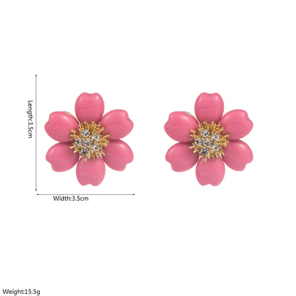 S925琺瑯鋯石花朵耳環－白色款實拍｜https://igowo.tw/